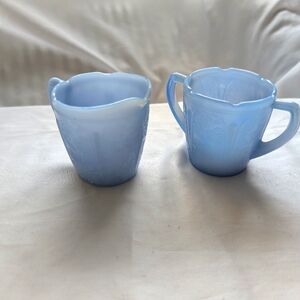 Jeannette Delphite Blue 1930s  Childs  Glass Creamer and Sugar Set